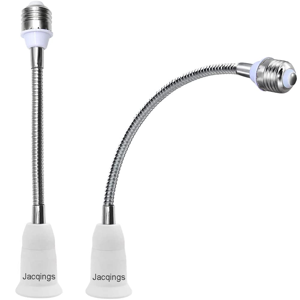 E26/E27 Light Socket Extender Adapter, 58CM/22.5 Inch Extension165℃ Heat-Resistant No Fire HazardBendable Flexible Gooseneck Adjustable Extension Socket Extender Adaptor (Black)