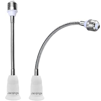 E26/E27 Light Socket Extender Adapter, 58CM/22.5 Inch Extension165C Heat-Resistant No Fire HazardBendable Flexible Gooseneck Adjustable Extension Socket Extender Adaptor Red 2-Pack White