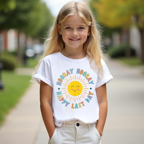 Image of BOUTIKOME Happy Last Day of School Shirt for Girls Kid End of School T-Shirt Student Graduation Gift Summer Tees Tops
