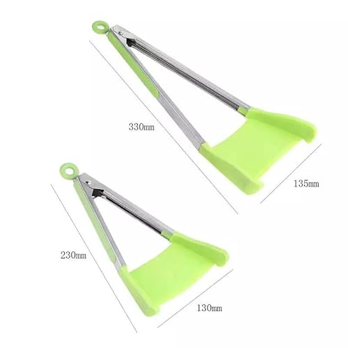 My Development Multi-Functional Silicone Tongs Non-Stick | Stainless Steel 2-In-1 Spatula & Tongs-Simply Flip | Heat Resistance Silicon Tongs Bbq Gadget | Super Grip Tongs | Green 12 Inches #TOP3