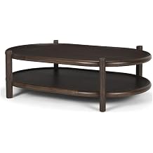 Romi Dark Brown Wood w/Bottom Shelf Oval Coffee Table