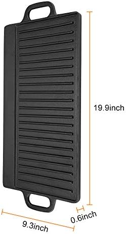 Non-Stick Griddle Pan, Cast Iron Griddle, Flat+Plate+Grill+Plate Non-Stick Cast Iron Grill Griddle, Flat Double-Sided Baking Cooking Tray, for Oven Gas Cooker Induction Cooker Outdoor