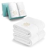 2 Pieces Bath Towels,100% Cotton 27'x54' ,White Luxurious 600 GSM Large Bath Towels,Highly...