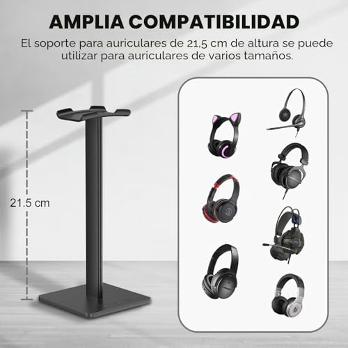 Miniatura 4 de New Bee Soporte Para Auriculares, Barra, Flexible, De Aluminio, Con Reposacabezas Abs, Base Sólida Para Todos Los Tamaños De Auriculares