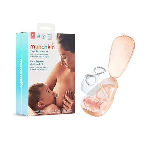 Munchkin Flow Pezonera Lactancia | Observa el Flujo de Leche Materna | Incluye Estuche y Jeringa | Protector Pezones Sensibles | Pezonera de Silicona Suave y Resistente - 16 mm (S)