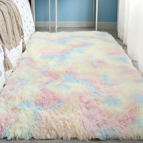 Tapis poil long lavable pour chambre fille propre