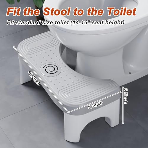 White Toilet Poop Stool, 7 Inch Height Squatting Potty Stool for Adults, Plastic Portable Toilet Stool Squat Adult, Pooping Stools for Bathroom with Freshener Space, Toilet Assistance Step Stool