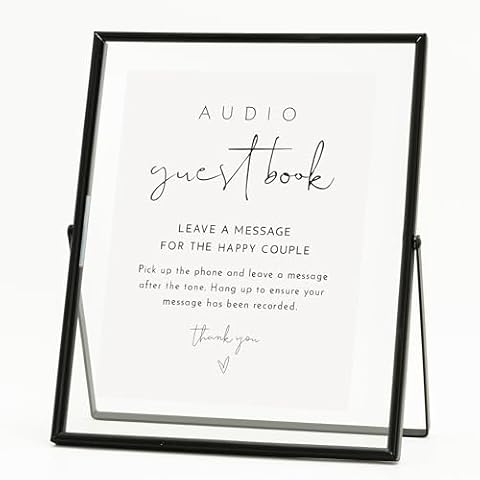 Calculs Wedding Inspo Audio Guest Book Black Sign Holder Welcome Sign for Photobooth Metal Glass Picture Floating Frames 10x8inches for Party Table Decoration Sign Cover