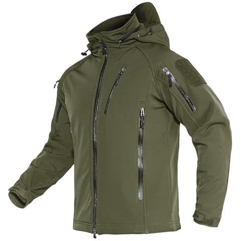 TACVASEN Outdoor Jacket Mens Waterproof Hiking Fleece Jacket Work Softshell Jacket Winter Windproof Jacket Fishing Camping Coat Army Green Cover