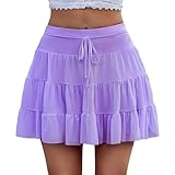 Avidlove Mini Skirt Women's Mesh Ruffle Y2K Skirts Multi-Layer Flowy Lingerie Skirt
