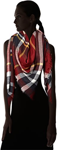 La Fiorentina Women's Oversized Square Plaid Scarf3
