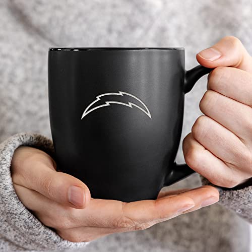 Image of Rico Industries NFL Football 15oz Personalized Laser Engraved Matte Black Ceramic Bistro Mug - For Hot or Cold Drinks