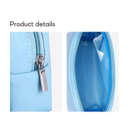 Image of MINISO Simple Cosmetic Bag,Makeup Pouch for Women Multifunctional Travel Kit Storage Toiletry Bag，Set of 2，Semicircular+Rectangular(Blue)
