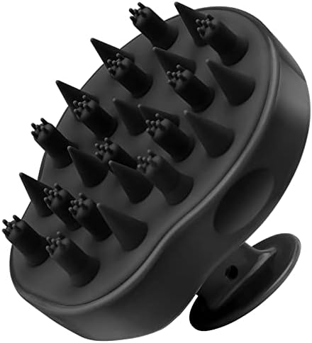 FREATECH Updated Hair Scalp Massager Shampoo Brush with 2 Types of Silicone Bristles, Finely Clean and Scrub Gently, Care for Sensitive & Delicate Scalp, Exfoliate and Stimulate Hair Growth, Black