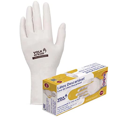 Luva de Látex Descartável com Amido com 100 Unidades Tamanho G VOLK