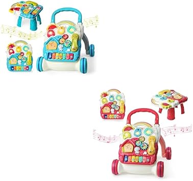 Sit to Stand Baby Walker, Activity Center with Music and Light, Activity Table for Toddlers, Push Toys for Babies Learning to Walk, Early Education Toys for Infant Boys Girls 6 Months Up