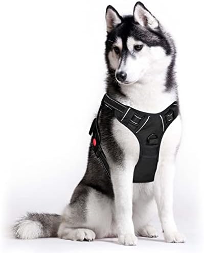 Ranwan Dog Harness Adjustable Soft Padded Pet Vest with 2 leash clip Easy Control Handle for Training or walking Jogging No Pull Harness Reflective Breathable lightweight No-Choke puppy dog