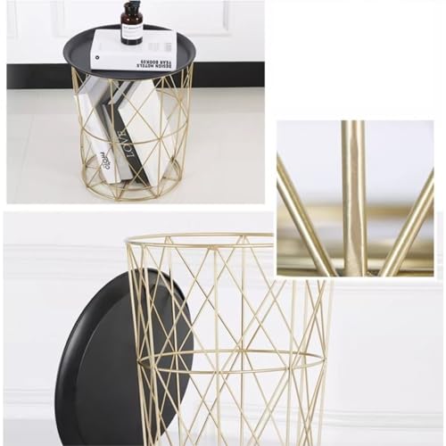 CEMONT Table Appoint Table Basse en Fer avec Fonction de Rangement, Table d'extrémité, canapé Simple, Table de Chevet, Panier de Rangement, Table d'appoint Ronde Petite Table (Size : C) – vue 6