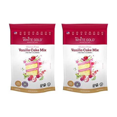 Extra White Gold Vanilla Cake Mix – For Baking Cakes Cupcakes Desserts – [Gluten Free] [Nut Free] [Free of the Top 14 Major Allergens] – 15.9 Ounces (2 Pack) Cover