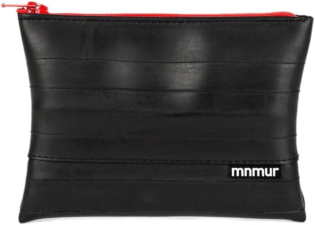 MNMUR - Upcycling DesignMNMUR Women's Coin Purse crafted from recycled inner tube with red zipper handmade - Small men's coin purse dimensions 13x9 cm - Men's coin purse made in Italy 100% Vegan Friendly