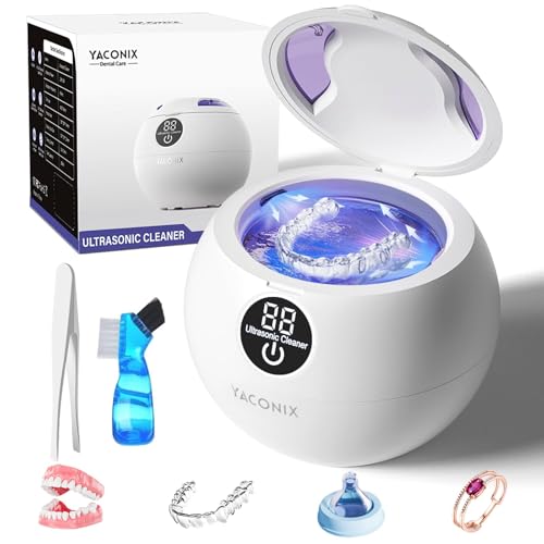 Ultrasonic Retainer Cleaner Machine 45kHz Dental Retainer Cleaner with 3 Modes and Digital Timer Mouth Guard for Retainer Clean, Denture Clean, Night Guard, Braces, Aligner, Jewelry 200ML