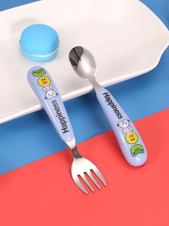 Gopendra Stainless Steel Baby Feeding Spoon and Fork Set, Perfect Size Feeding Spoon and Fork Set for Toddlers & Kids, Non Toxic, Food Safe and BPA Free (Feeding Fork & Spoon Set)-image-21