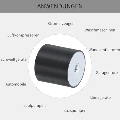 QUARKZMAN 2 Stück 50 x 50mm M10 Gummidämpfer, Multi-Typ-Gummipuffer,Schwingungsdämpfer für Motorraum und Luftkompressoren
