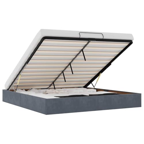 vidaXL Ottoman-Bett ohne Matratze Dunkelgrau 200x200 cm Samt, Bettrahmen, Bettgestell mit Stauraum, Polsterbett, Bettgestell, Bettrahmen mit Stauraum
