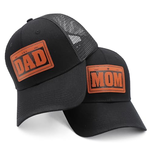 Sombreros para mamá y papá, regalos para parejas, Día del Padre, gorra de béisbol de malla bordada, color negro