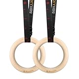 5BILLION Turnringe Holz Gymnastikringe Ringe Turnen für Fitness mit Hochfeste Nylon Gurtbänder mit Schnellschnallverschlüßen aus Metall verstellbaren-28mm