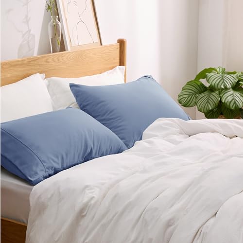 Bedsure Pillow Cases Standard Size Set of 2 - Slate Blue Brushed Microfiber Pillowcases, Super Soft and Cozy Pillow Case Covers with Envelope Closure, Wrinkle, Fade and Stain Resistant, 20x26 Inches