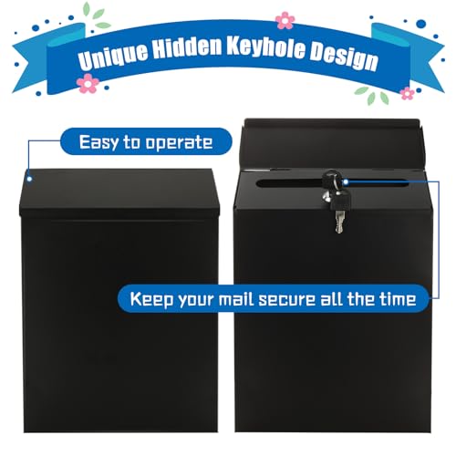 MUXHEL 22 x 6.5 x 29cm Briefkasten Anthrazit, Briefkasten mit Zeitungsfach, Briefkasten mit Namensschild, Postkasten, Sichtfenster,Wandbriefkasten mit Namensschild, mit 2 Schlüssel, Schwarz