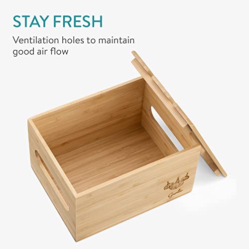 Navaris Bamboo Stackable Potato Onion & Garlic Storage, Set of 3 - Vegetable Storage Crates for The Home and Kitchen - Storage Boxes for Vegetables by Navaris - Image 4