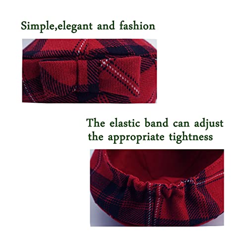 Keepersheep Baby Girls' Lovely Cute Beanie Hat, Baby Girls' Berets Hat With Bowknot (Red Plaid 01, 0-3 Months) #TOP2