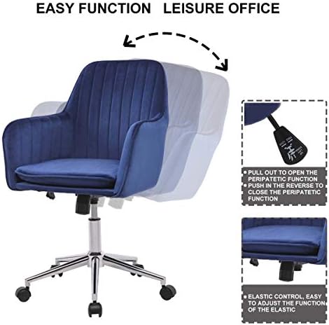 Hironpal Office Chair,Blue Crushed Velvet Home Office Chair Swivel Height Adjustable Ergonomic Computer Desk Chairs Graceful Reception Chairs