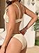 seamoly Womens 2025 New Bikini Set Ribbed Texture Lace Trim Thong Bottom Adjustable Straps Cute Fashion Swimwear Apricot XS