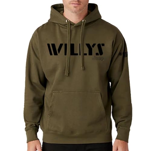 Jeep Willys 4 Wheel Drive Logo Heather Green Hoodie Hooded Sweatshirt – Screen Printed in Detroit2
