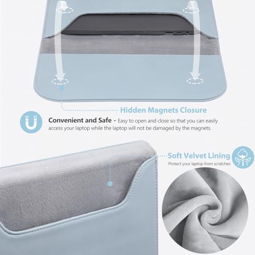 HYZUO 13 Inch Laptop Sleeve PC Case for MacBook Pro 13 M2 M1 2025-2016, MacBook Air 13 M4 M3 M2 M1 2025-2018, 13" iPad Pro/Air, Surface Pro, XPS 13, with Small Bag, Pale Blue