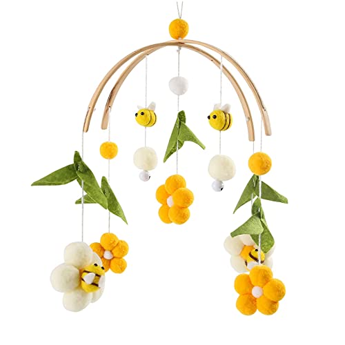Image of Baby Bee & Flower Crib & Bassinet Mobile - Soothing Nursery Decor for Girls & Boys - Ages 0 & Up