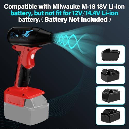 YNDZ 130000RPM Brushless Jet Dry Blower Compatible with Milwaukee M18 18V Battery,4-Speed Cordless Air Duster with 3 Nozzles for Cleaning Camping Outdoor Use by YNDZ - Used condition - Image 3