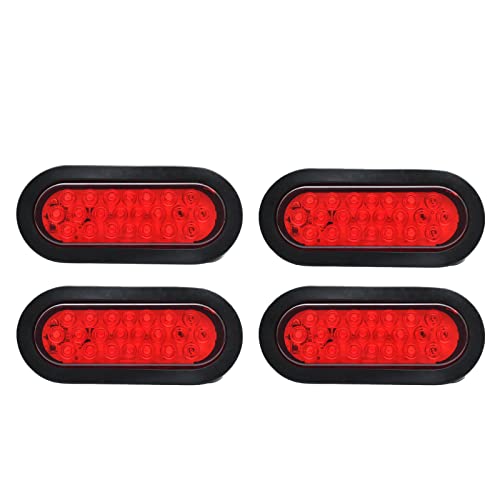Oval Trailer Lights Super Bright 6 Inchs 22LED Brake Turn Stop Marker Reverse Tail Lights Waterproof for Truck Trailer Trail RV Bus Boat,Red Light,4Pack