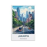 FJIWECWSQ Jakarta Indonesien Vintage-Reise-Poster, 30 x 45 
