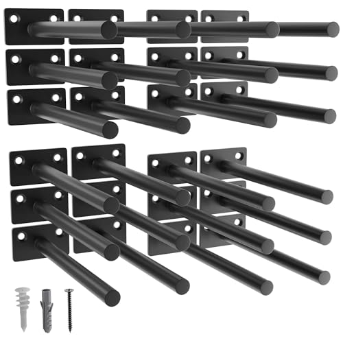 LEOPO Black 24-Pack 8 inch Floating Shelf Brackets, Hidden Shelf