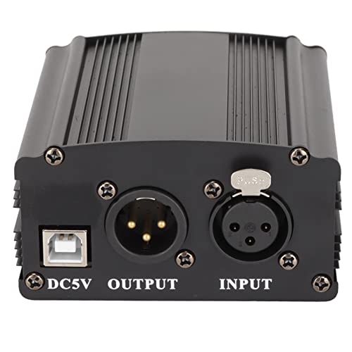 Zasilacz do Mikrofonu, Mikrofon Przedwzmacniacz Mikrofonowy Zasilacz 48 V z Kablem USB XLR 3-pinowy do Dowolnego Mikrofonu Pojemnościowego Sprzęt do