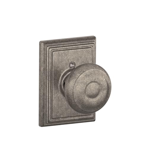 Schlage Lock Company Georgian Knob with Addison Trim Non-Turning Lock, Distressed Nickel (F170 GEO 621 ADD)