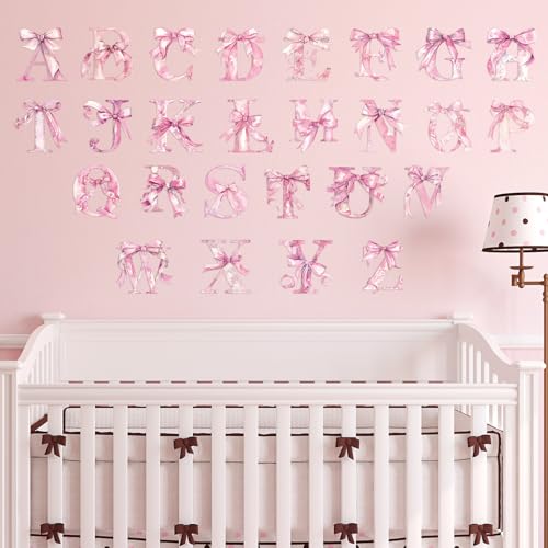 Calcomanías para pared letras ABC con lazo rosa miniatura 6