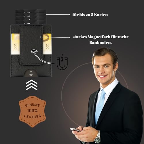 Bodesa Valore Portefeuille fin de qualité supérieure avec compartiment à monnaie - En cuir véritable - Protection RFID - Porte-cartes pour hommes et femmes - Petit portefeuille pour homme et femme, – vue 2