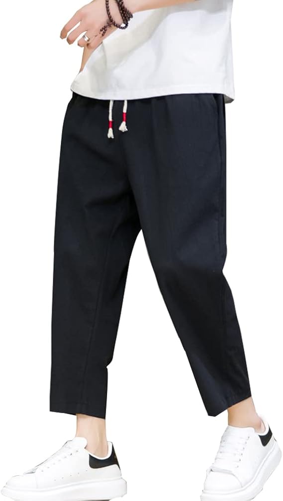 Amazon ズボン メンズ サルエル パンツ 九分丈 大きいサイズ メンズ ロング パンツ カジュアル 綿麻 無地 調整紐 涼しい 人気 夏服 ボトムス イージーパンツ メンズ 春 夏 秋 服 ロングパンツ 通販