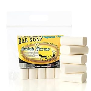 Amish Farms Fragrance-Free & Dye-Free Natural Bar Soap for Sensitive Skin (Huge 5 Bars) – Made in USA, Moisturizing Native Unscented Bar Soap (5-Pack)