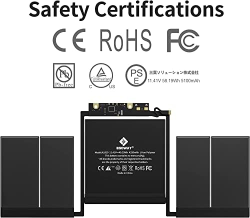 A1706 Battery, A1819 Laptop Replacement Battery for MacBook Pro 13 inch Touch Bar (Late2016 Mid2017), Easy-to-install Replacement Battery A1706 with Tools, EMC3071 EMC3163 [11.41V/4320mAh]